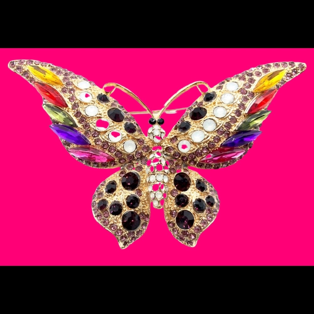Huge Colorful Butterfly Brooch Rhinestones 🦋🦋🦋